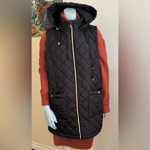 NWT Northern Reflections Black Quilted Vest with Detachable Hood